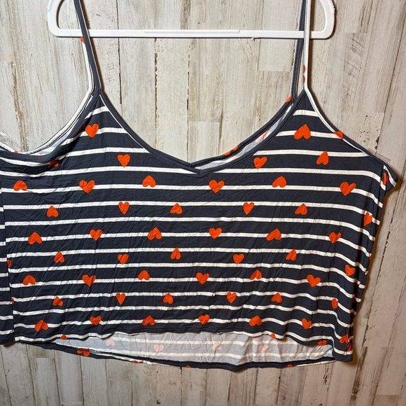 Sunday Sleep Tank From Old Navy Blue Stripe With Orange Hearts 4X - Picture 12 of 16